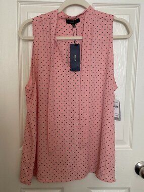 Eclair Blush/Navy Polka Dot Sleeveless Top-NWT
